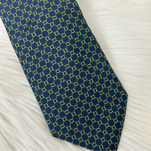 Brooks Brothers Men’s Blue Green Patterned Silk Tie - Picture 2 of 8